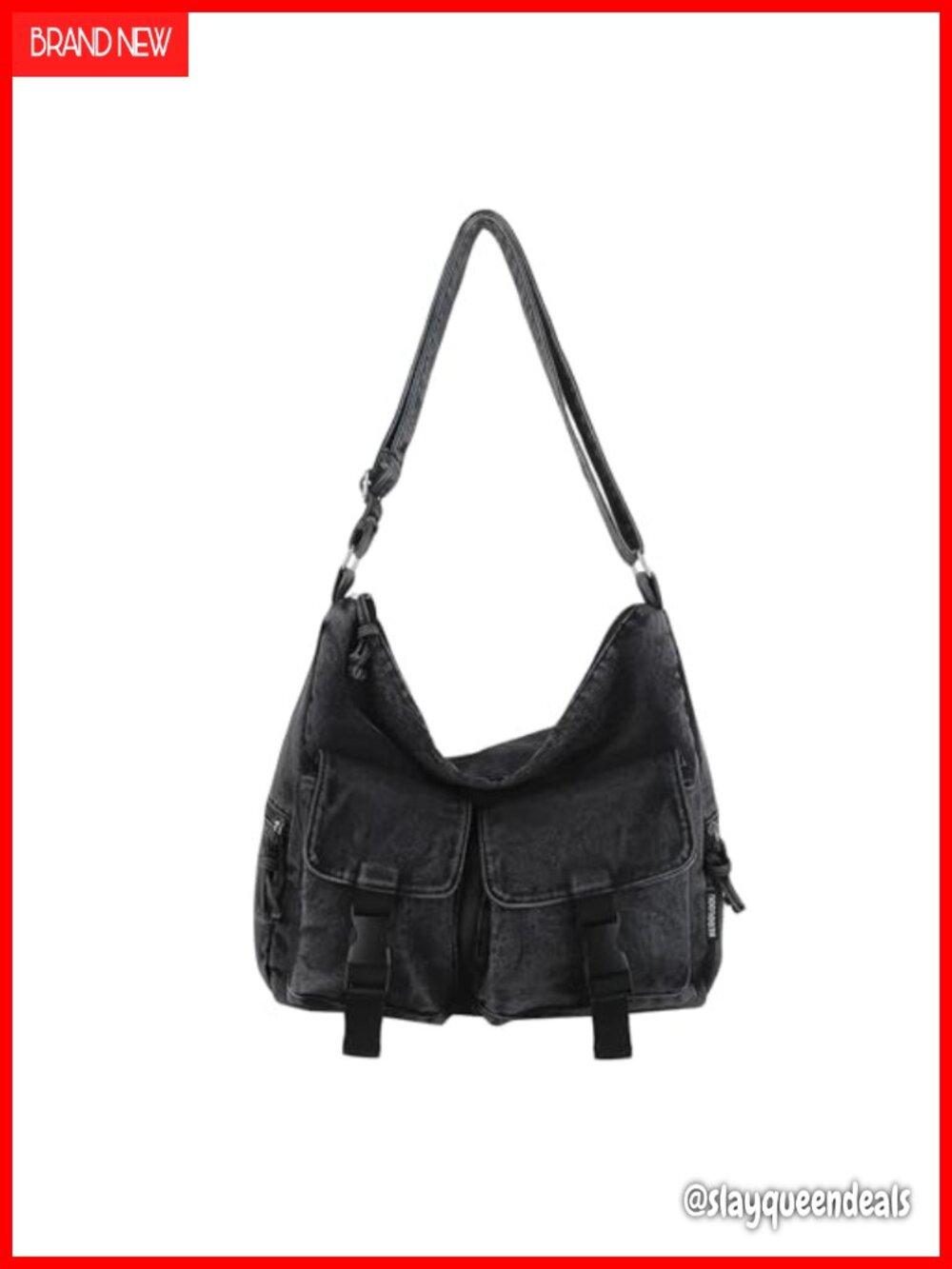 Large Denim Messenger Crossbody Bag Canvas Travel School